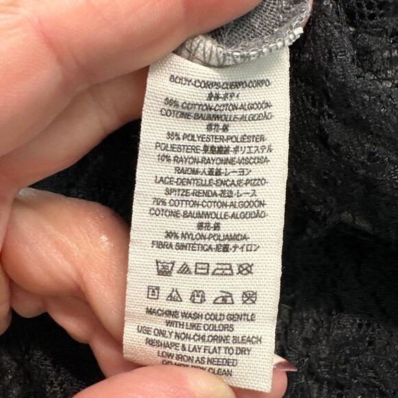 Free People Gray and Black Lace Short Sleeve Peplum T-shirt, Size XS, EUC - Picture 4 of 4